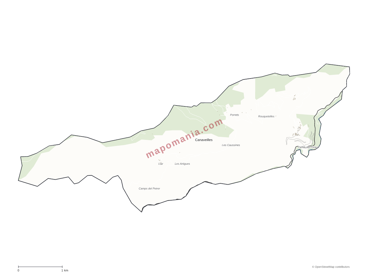Carte de Canaveilles à personnaliser