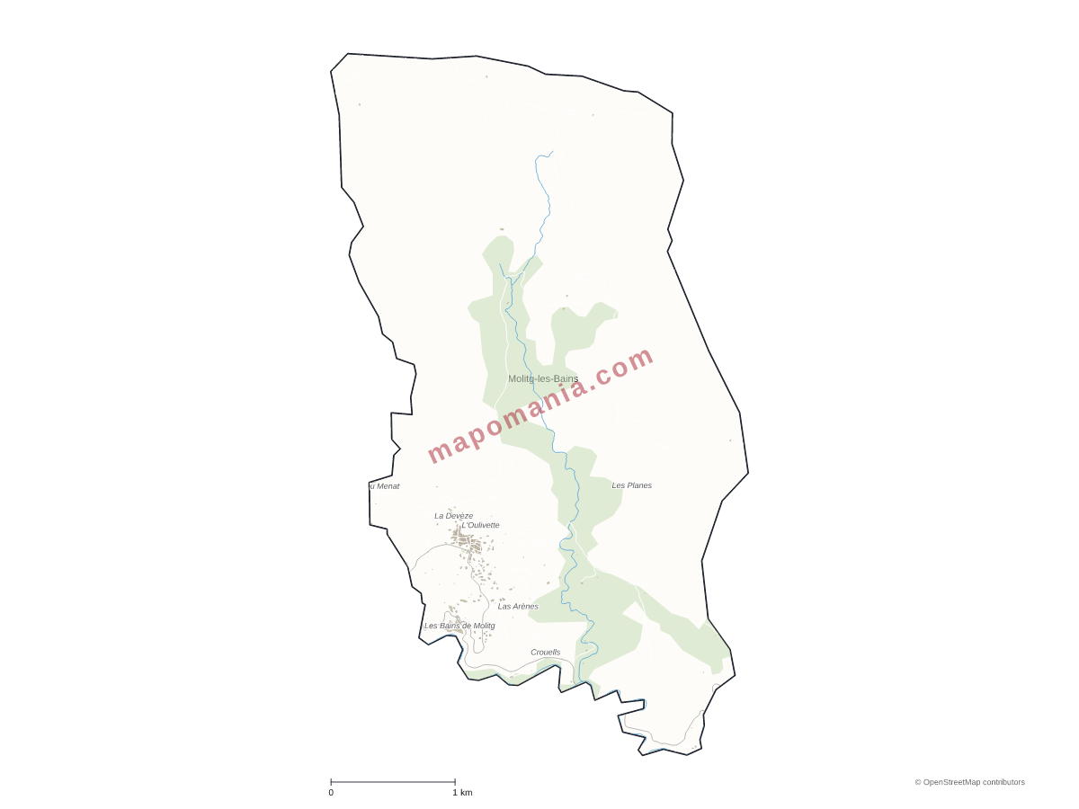 Carte de Molitg-les-Bains à personnaliser
