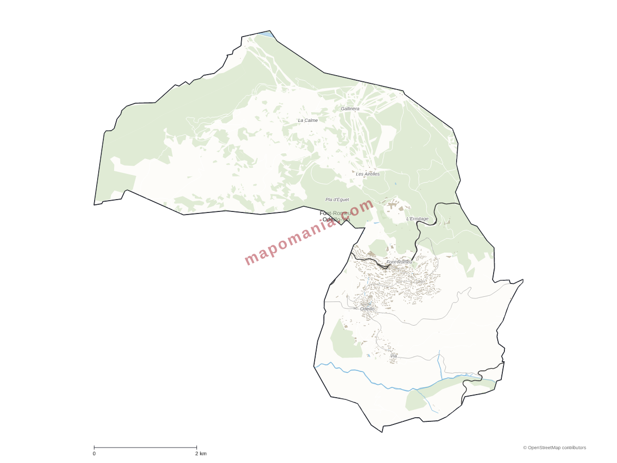 Carte de Font-Romeu-Odeillo-Via à personnaliser