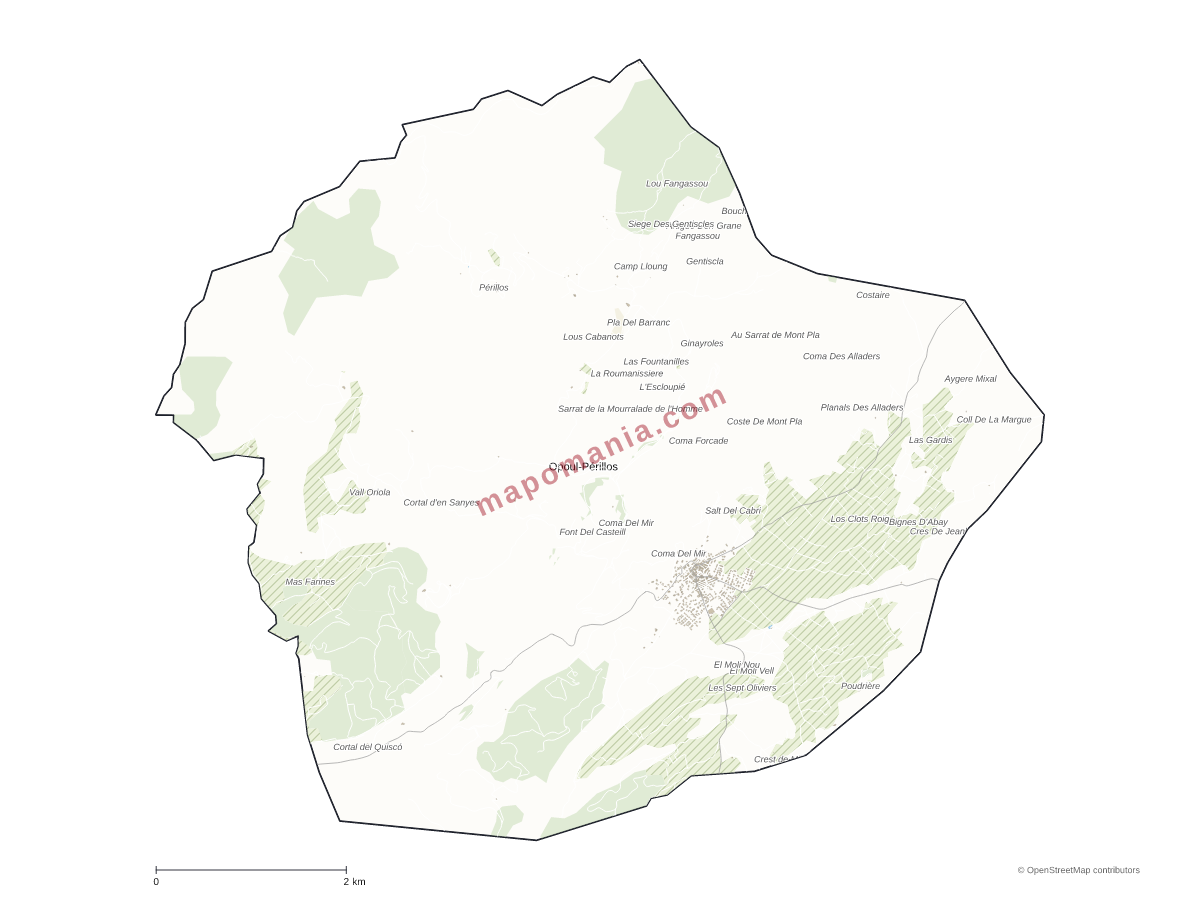 Carte de Opoul-Périllos à personnaliser
