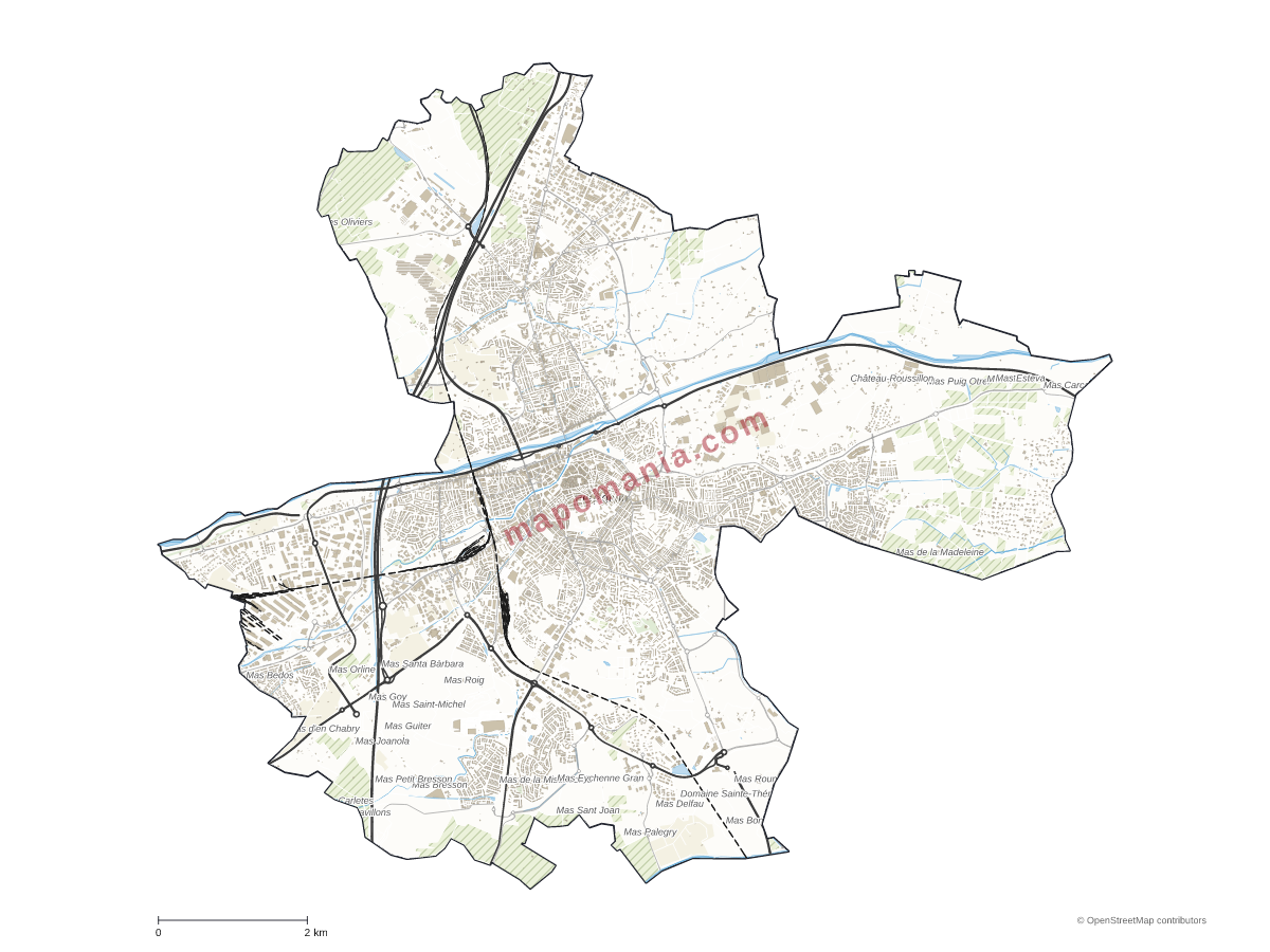 Carte de Perpignan à personnaliser