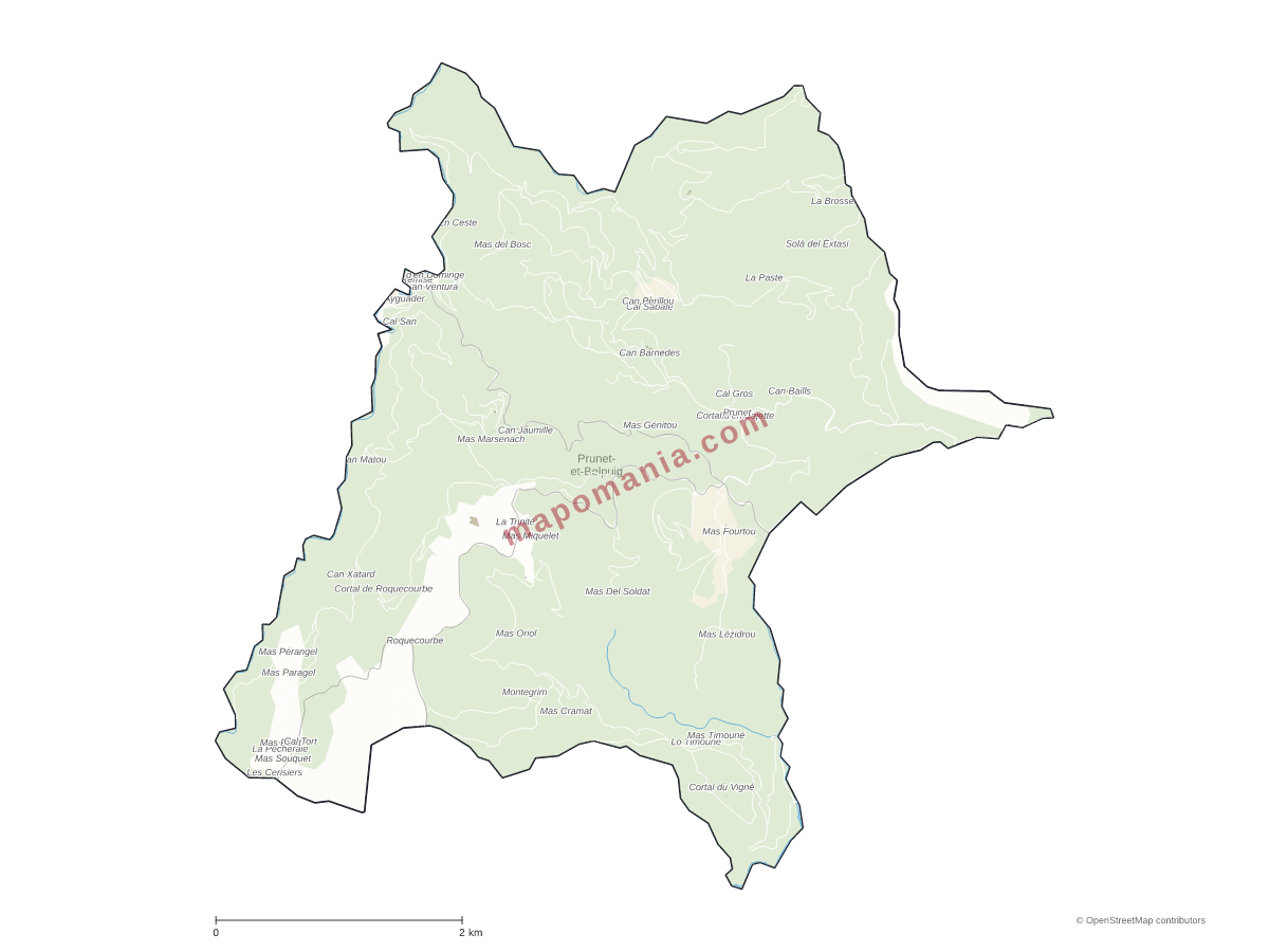 Carte de Prunet-et-Belpuig à personnaliser