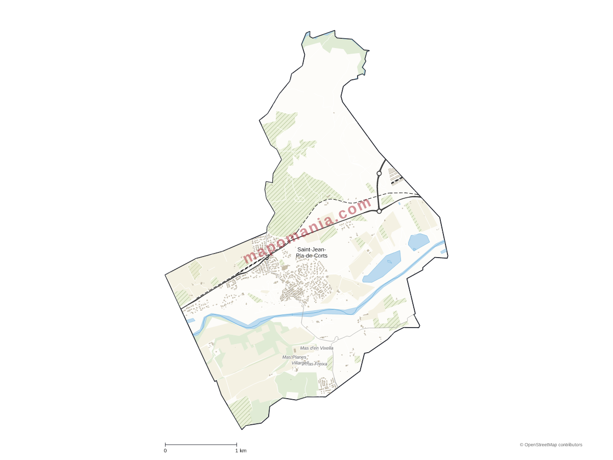 Carte de Saint-Jean-Pla-de-Corts à personnaliser