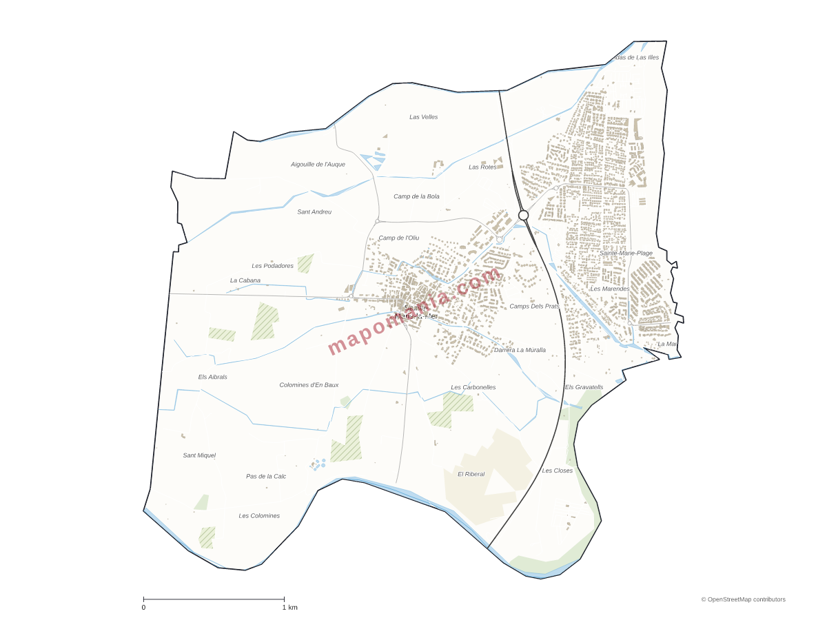Carte de Sainte-Marie-la-Mer à personnaliser