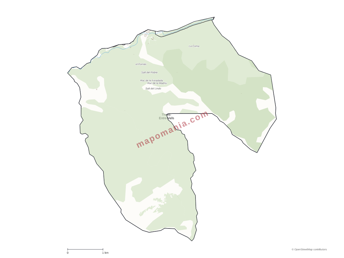 Carte de Thuès-Entre-Valls à personnaliser