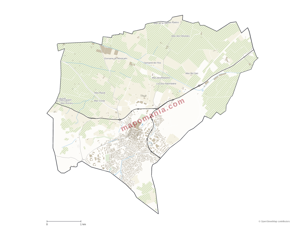 Carte de Thuir à personnaliser