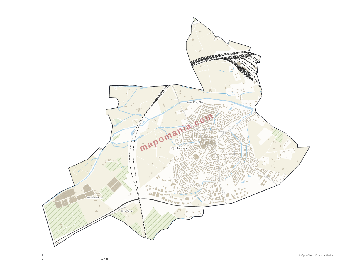Carte de Toulouges à personnaliser