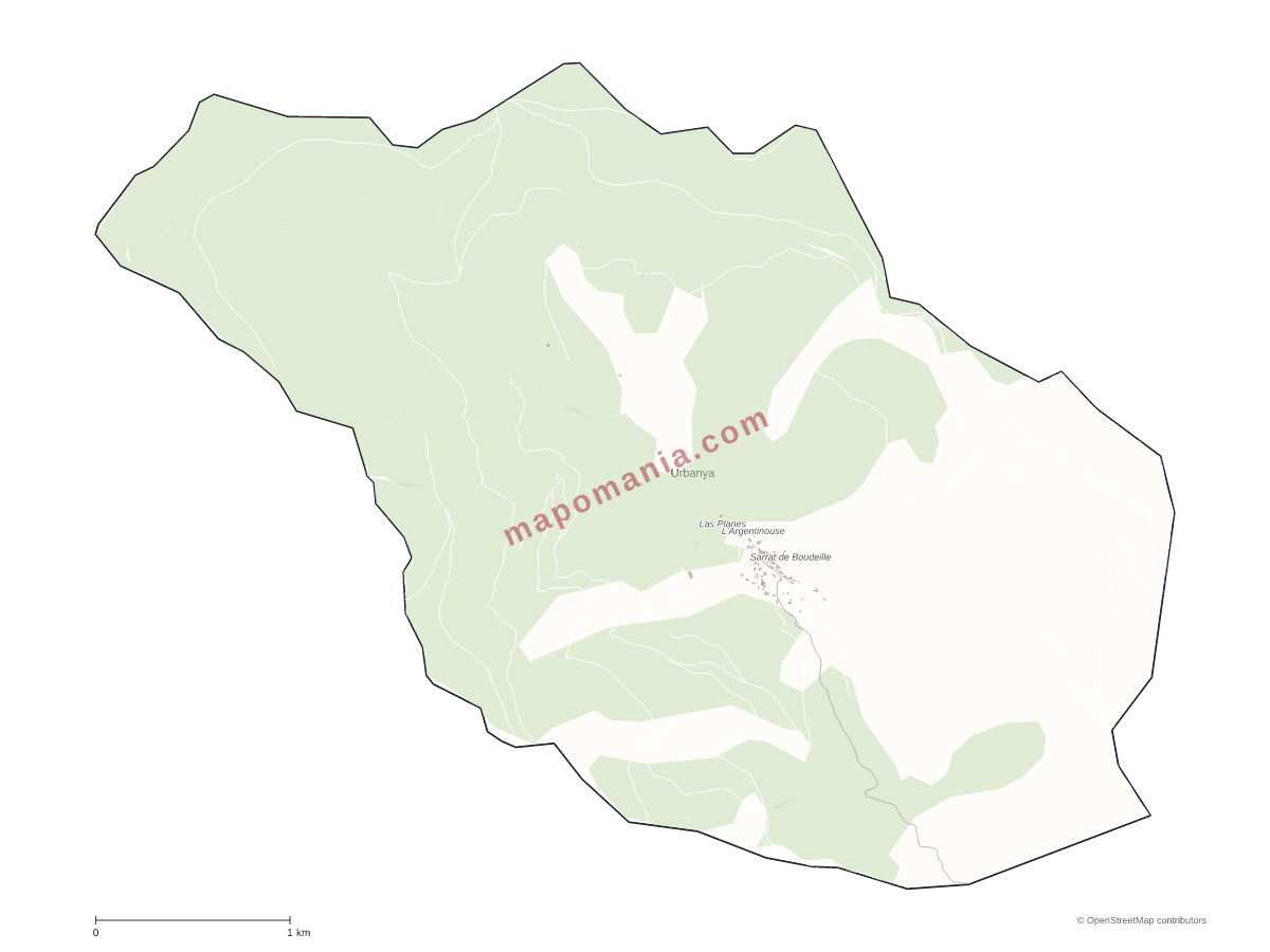Carte de Urbanya à personnaliser