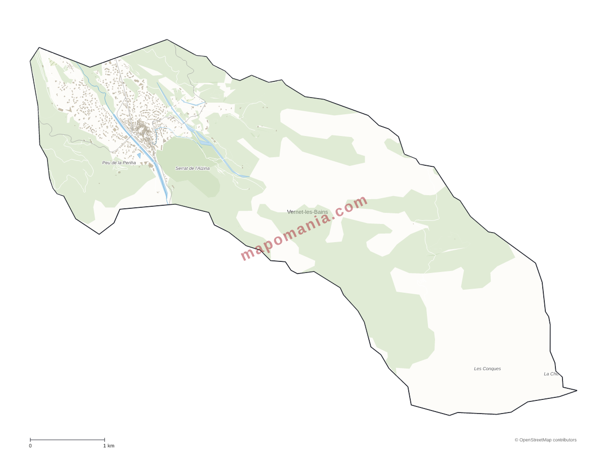 Carte de Vernet-les-Bains à personnaliser