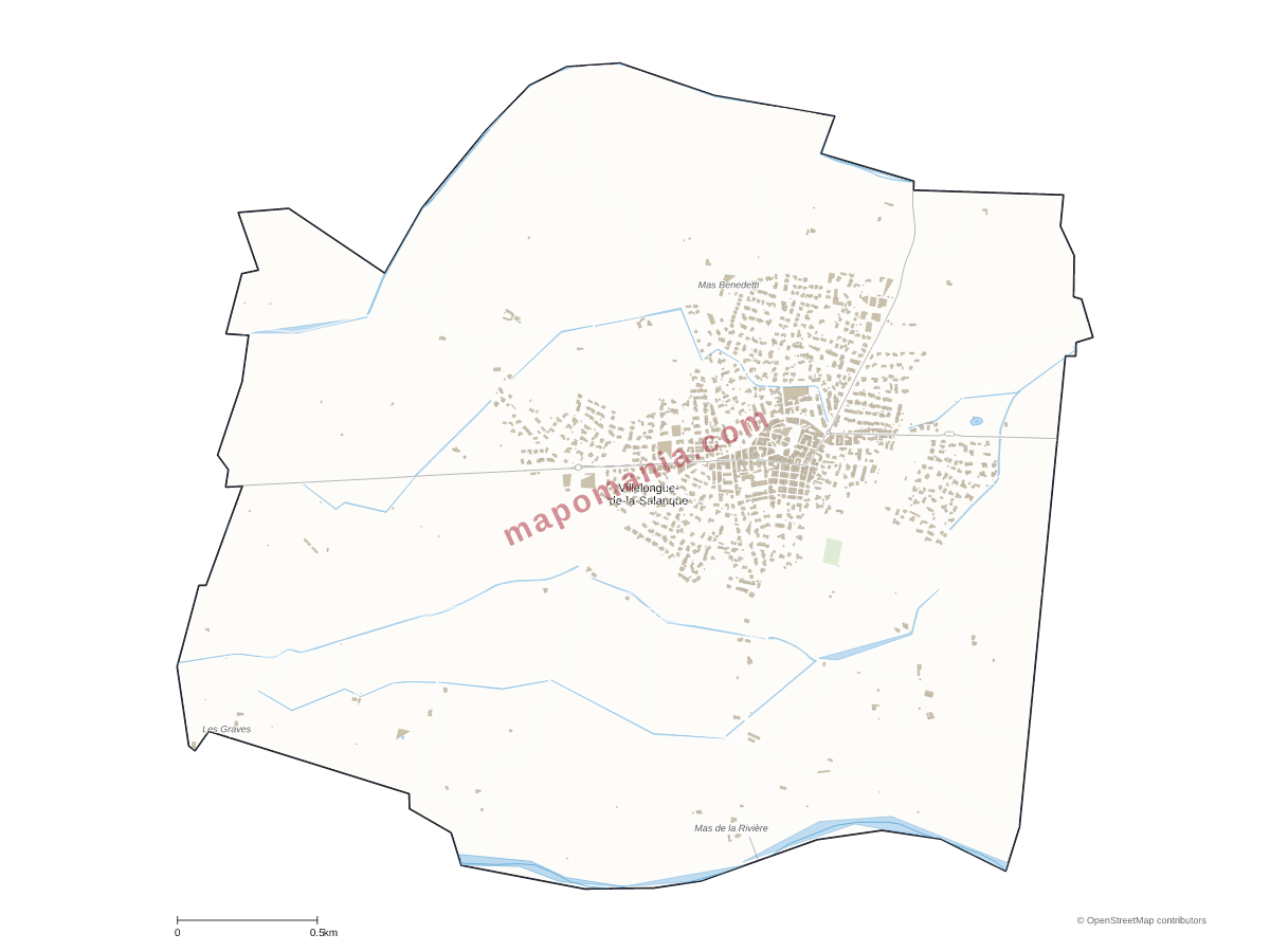 Carte de Villelongue-de-la-Salanque à personnaliser