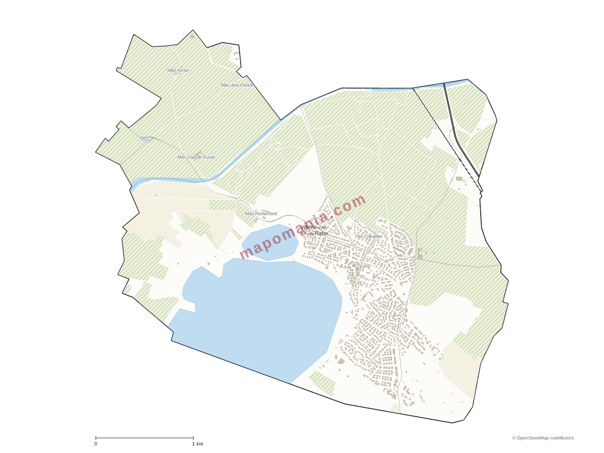 Carte de Villeneuve-de-la-Raho à personnaliser