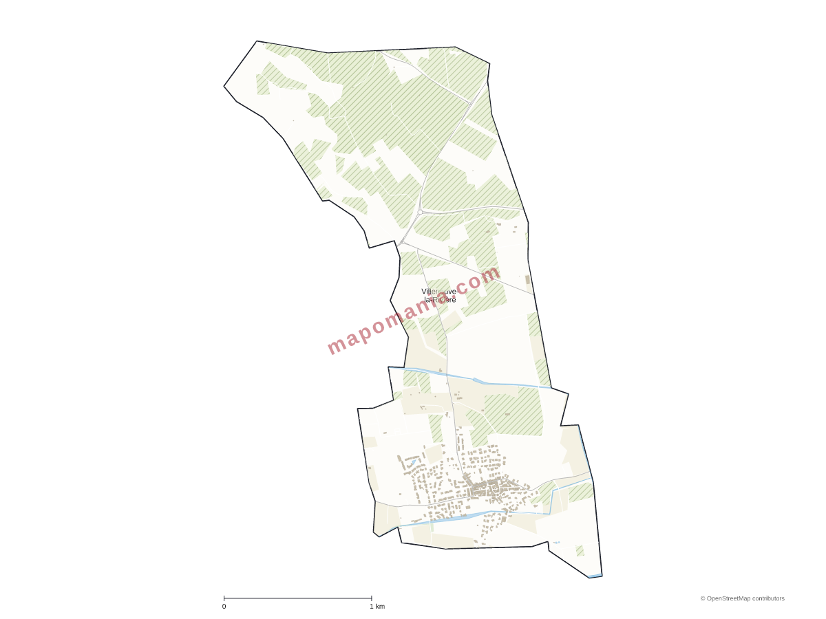 Carte de Villeneuve-la-Rivière à personnaliser