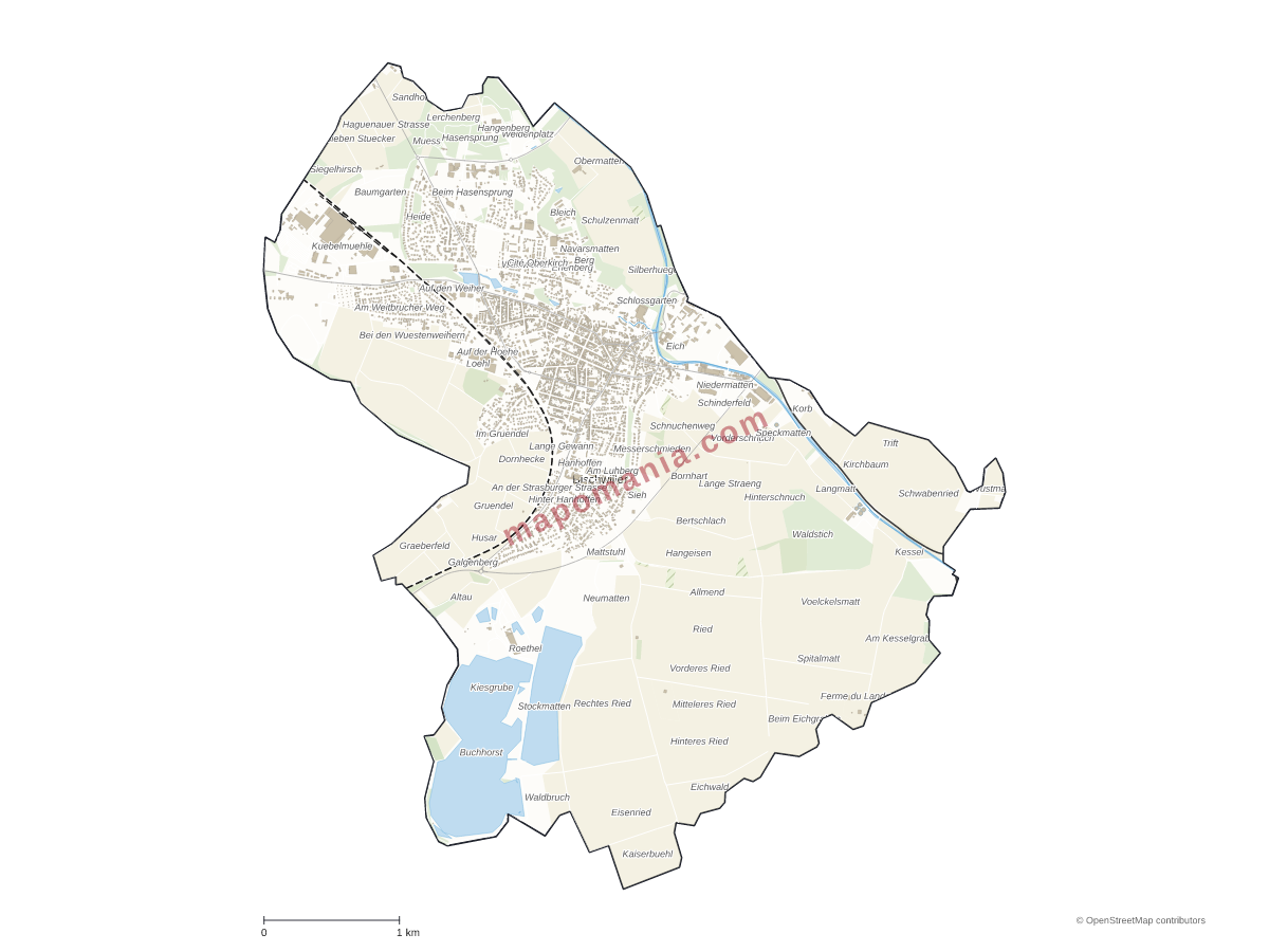 Carte de Bischwiller à personnaliser