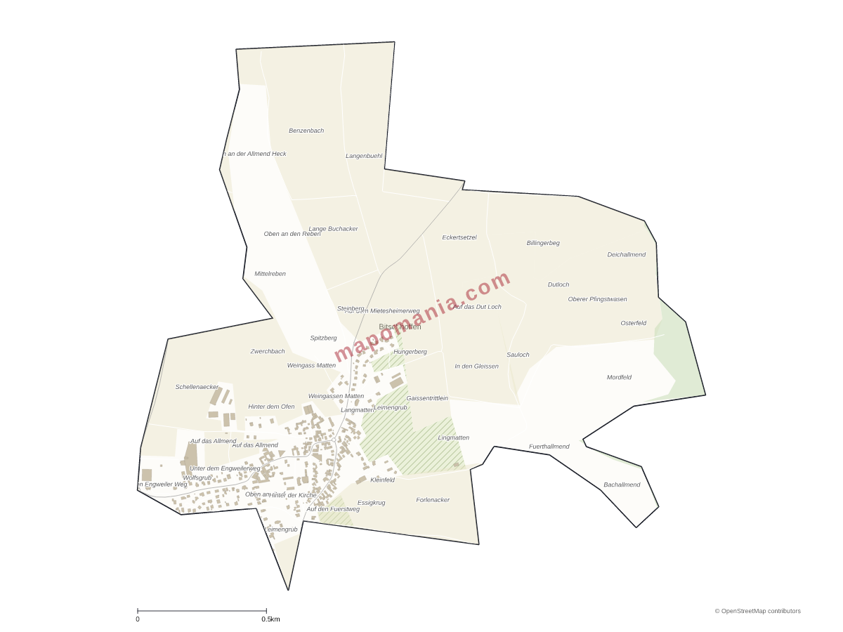 Carte de Bitschhoffen à personnaliser