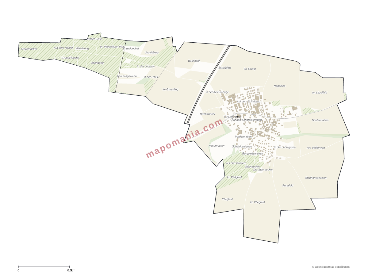 Carte de Bourgheim à personnaliser