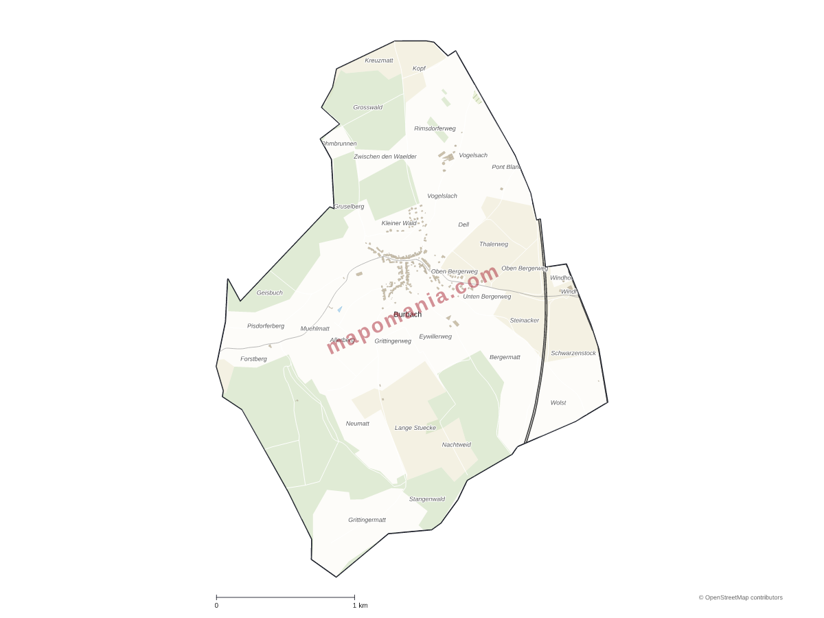 Carte de Burbach à personnaliser