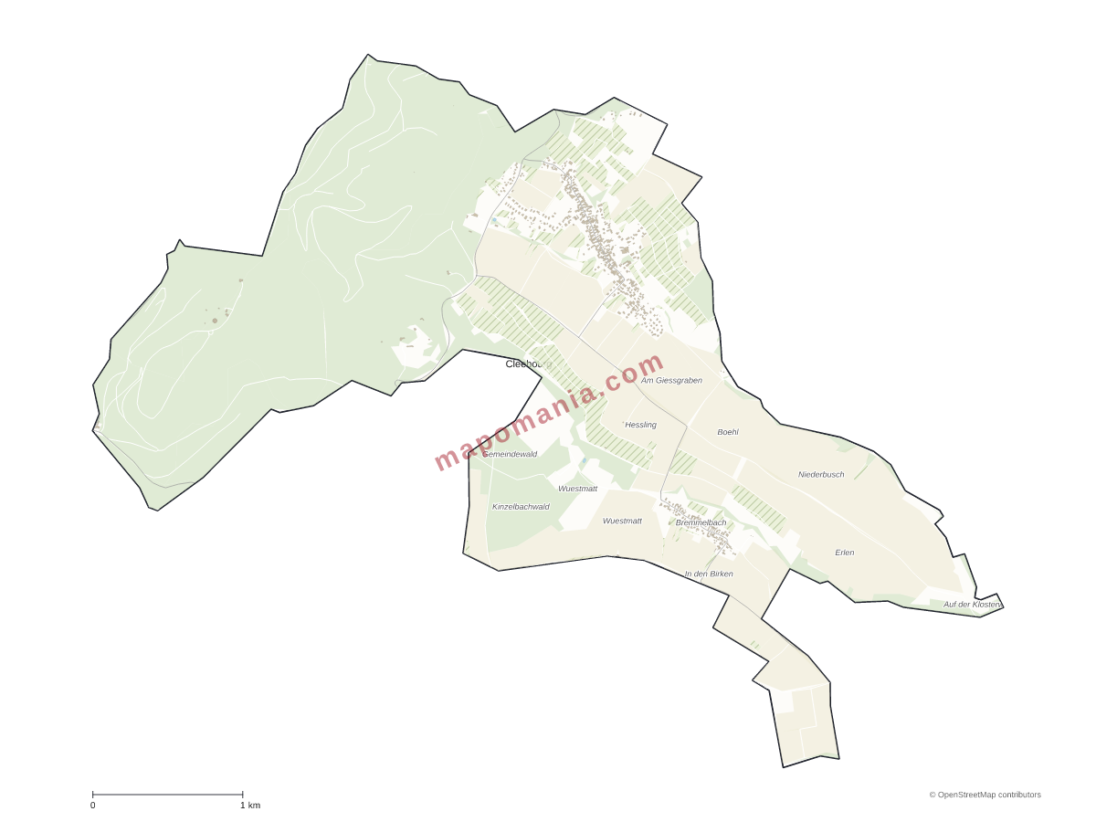 Carte de Cleebourg à personnaliser