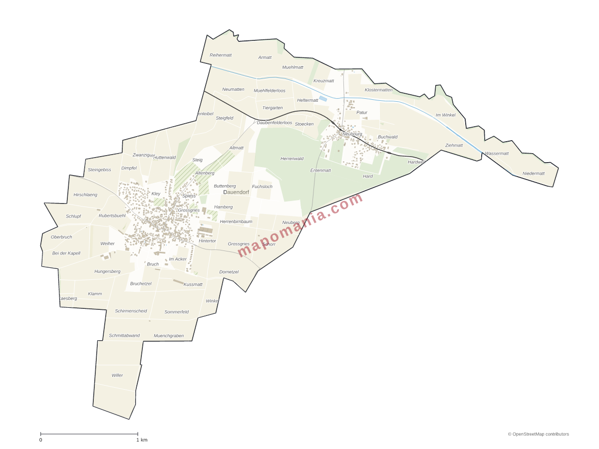 Carte de Dauendorf à personnaliser
