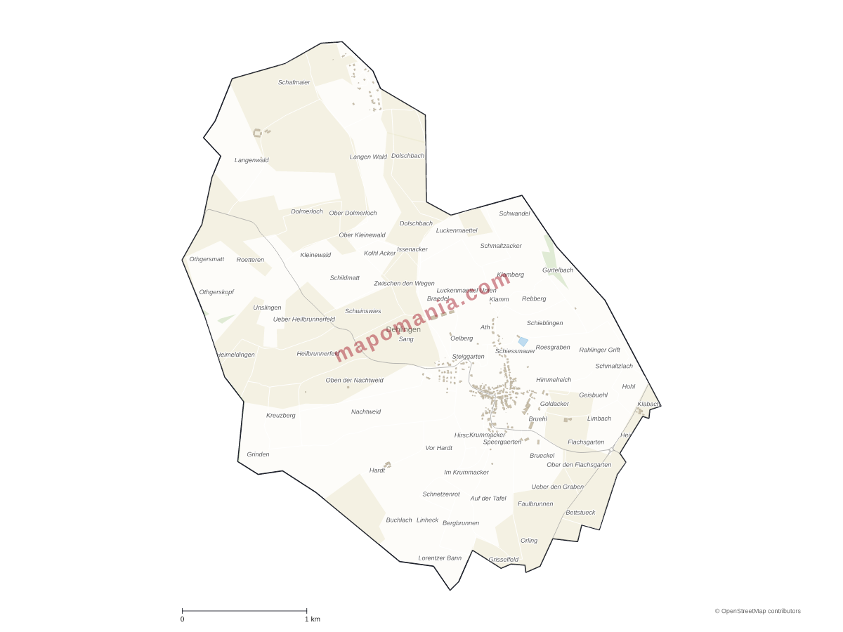 Carte de Dehlingen à personnaliser