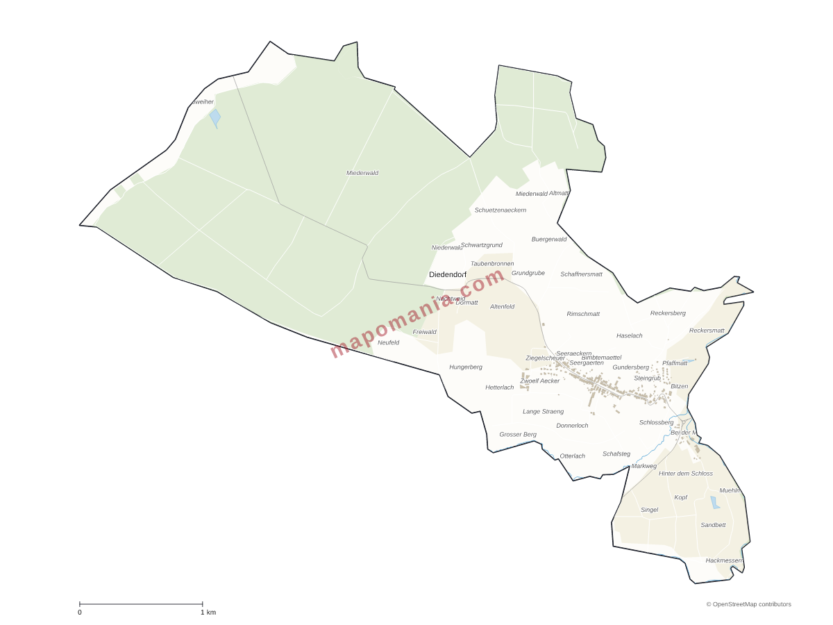 Carte de Diedendorf à personnaliser