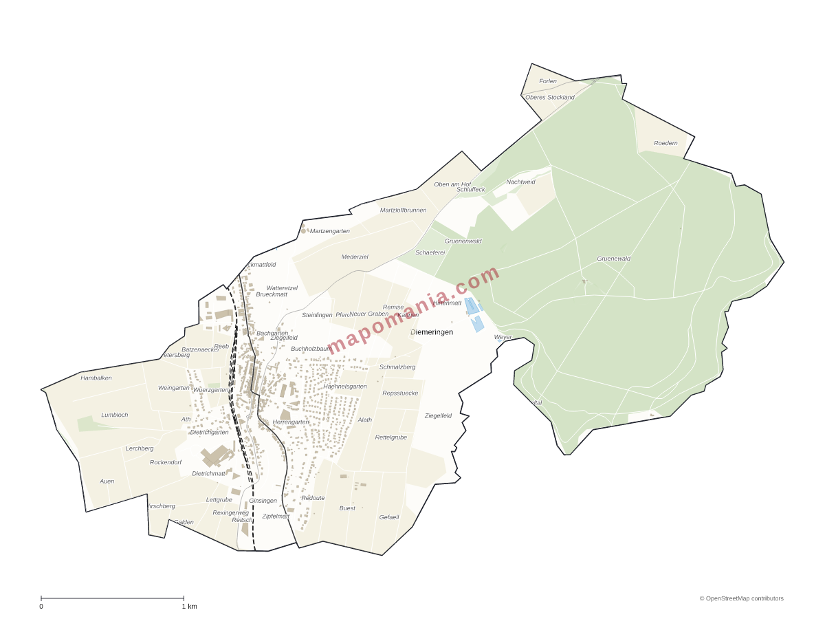 Carte de Diemeringen à personnaliser