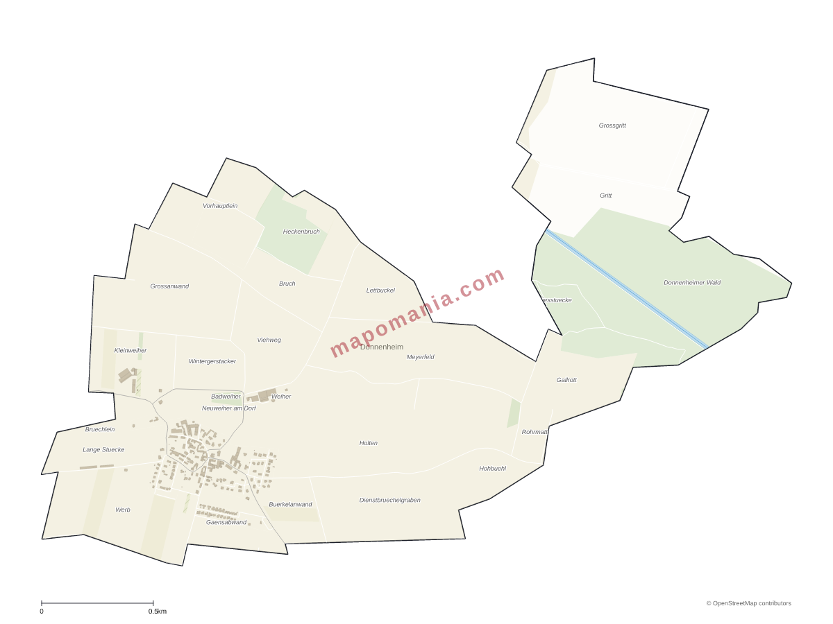 Carte de Donnenheim à personnaliser