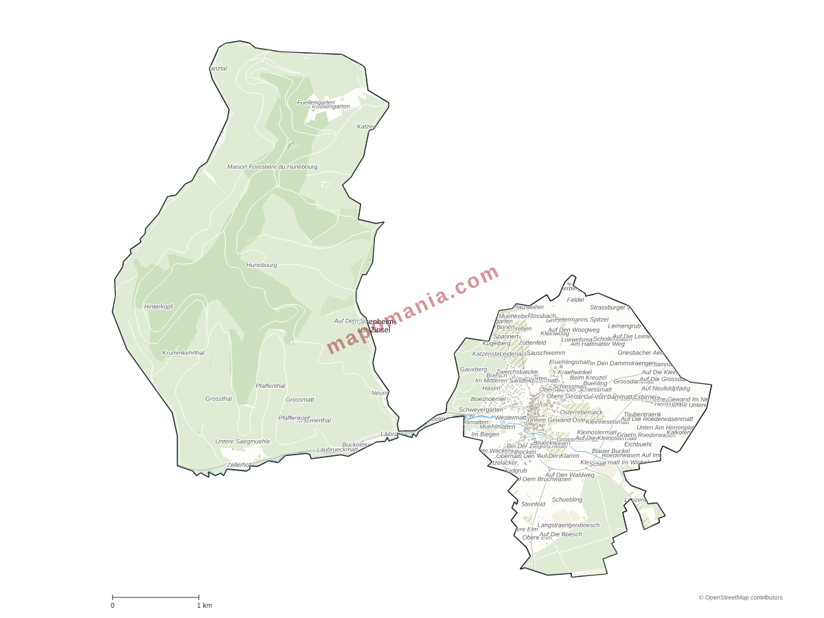 Carte de Dossenheim-sur-Zinsel à personnaliser