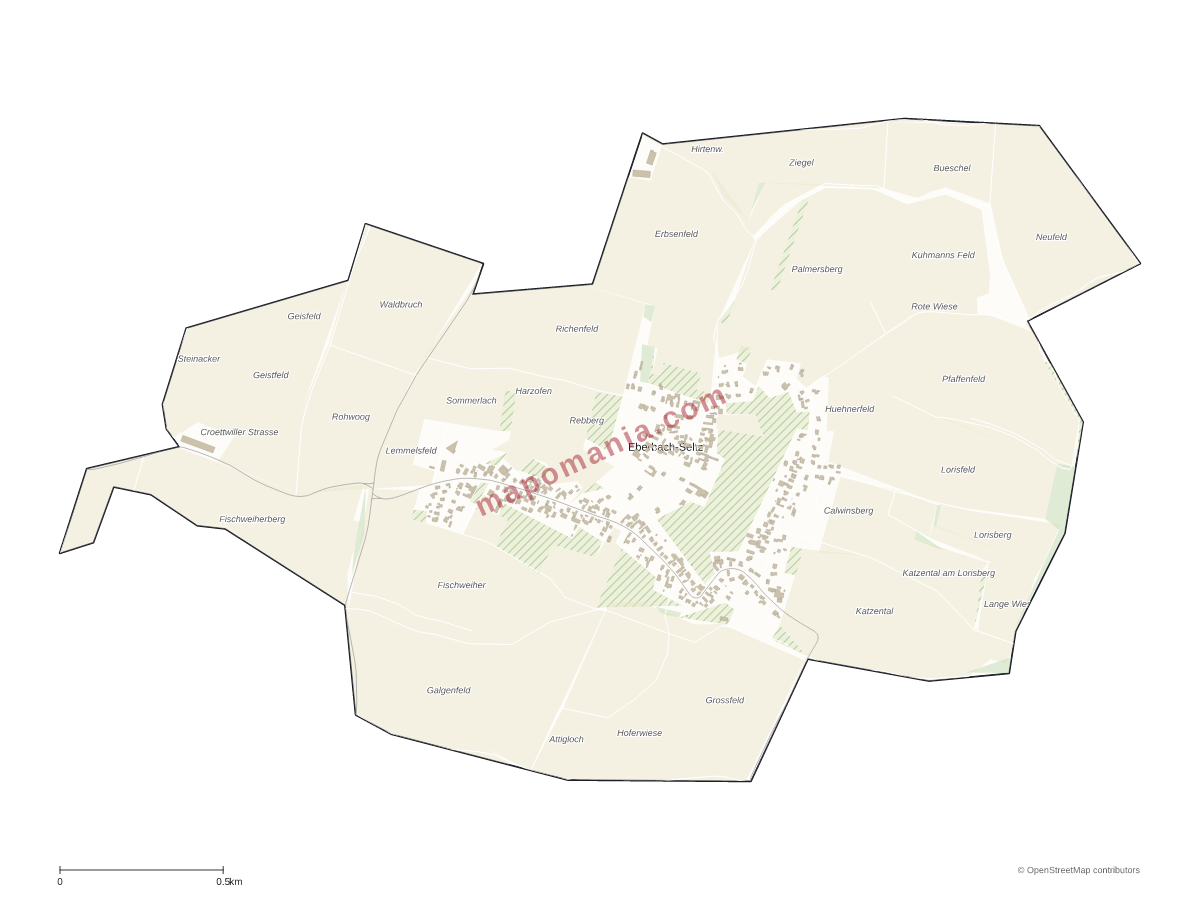 Carte de Eberbach-Seltz à personnaliser