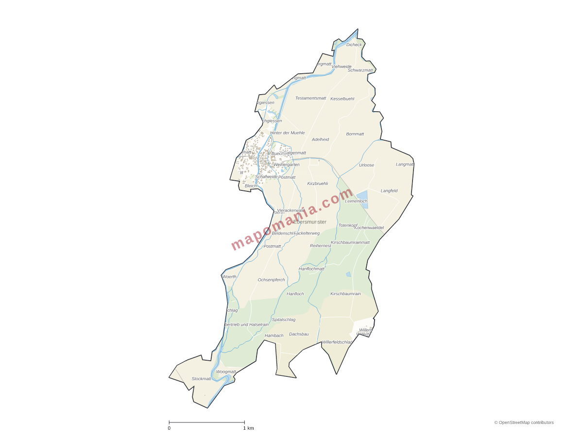 Carte de Ebersmunster à personnaliser