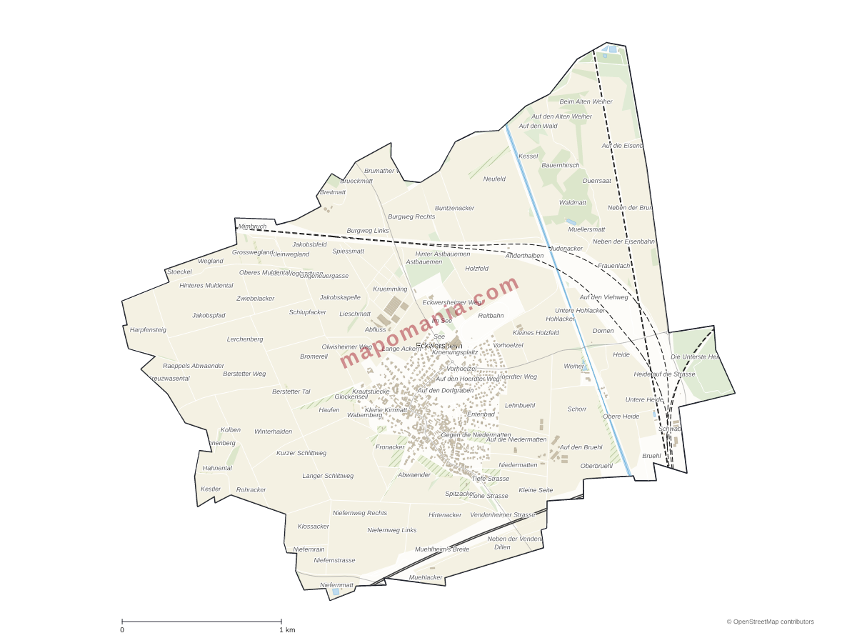 Carte de Eckwersheim à personnaliser