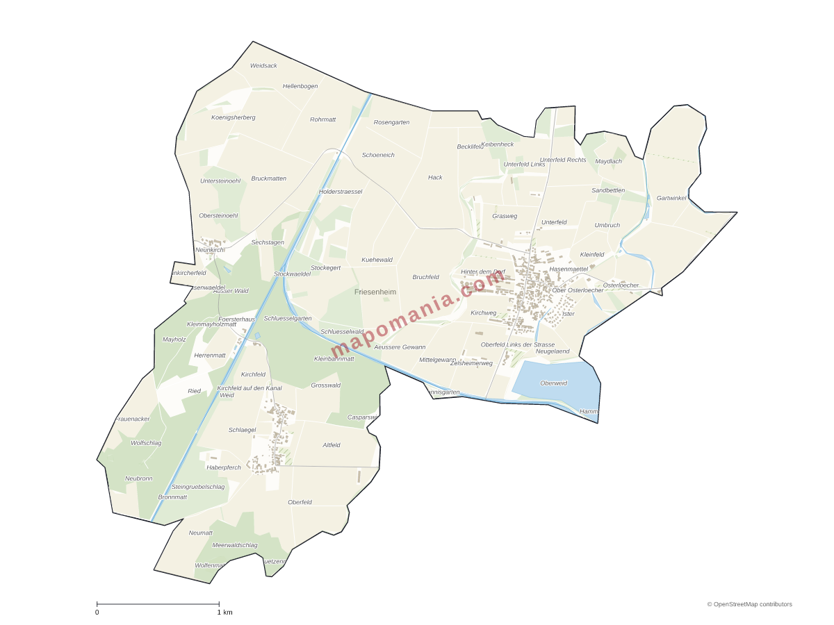 Carte de Friesenheim à personnaliser
