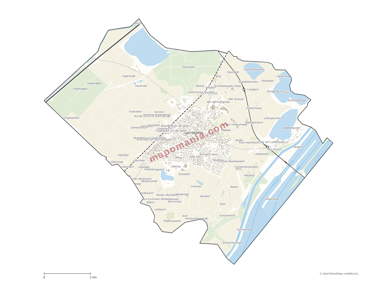 Carte de Gambsheim à personnaliser