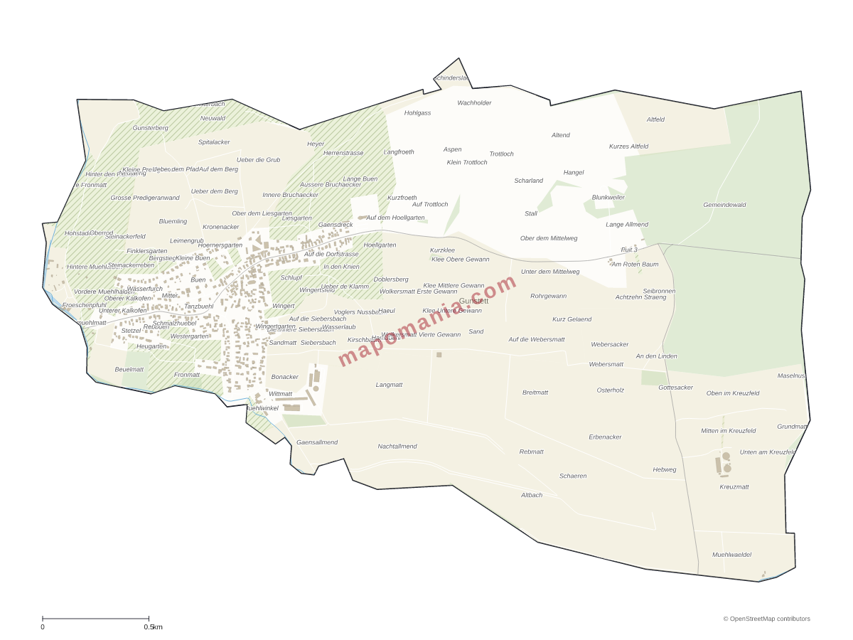 Carte de Gunstett à personnaliser