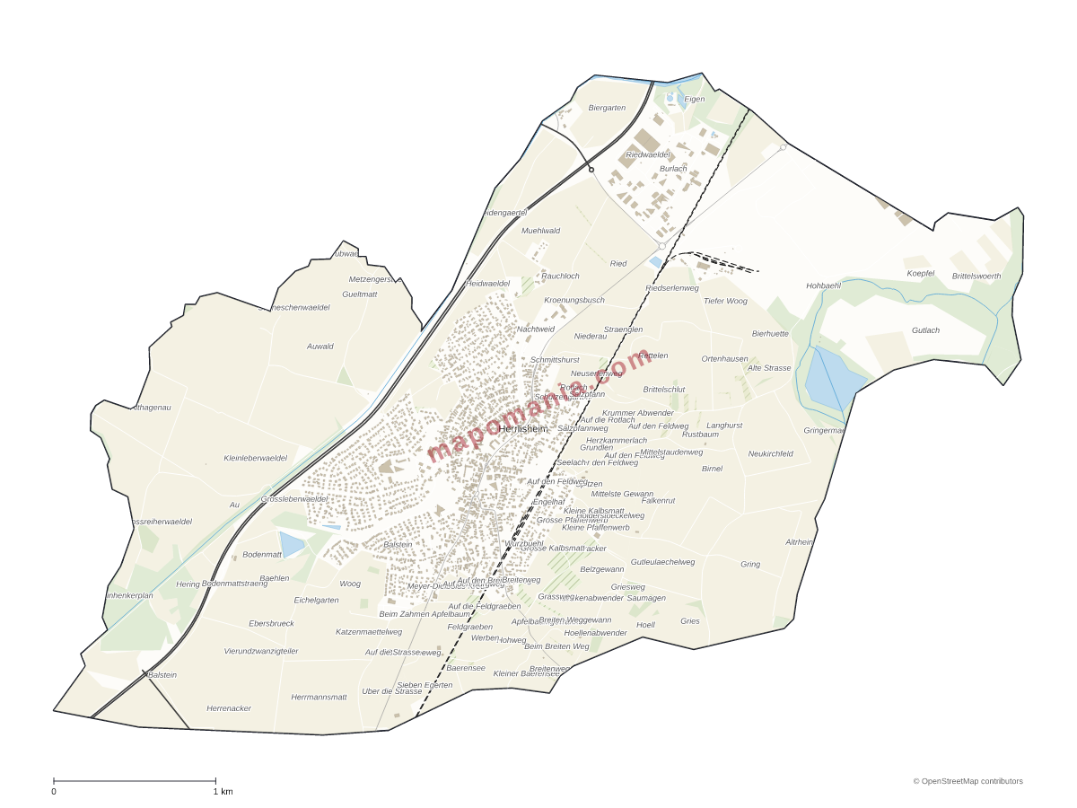 Carte de Herrlisheim à personnaliser