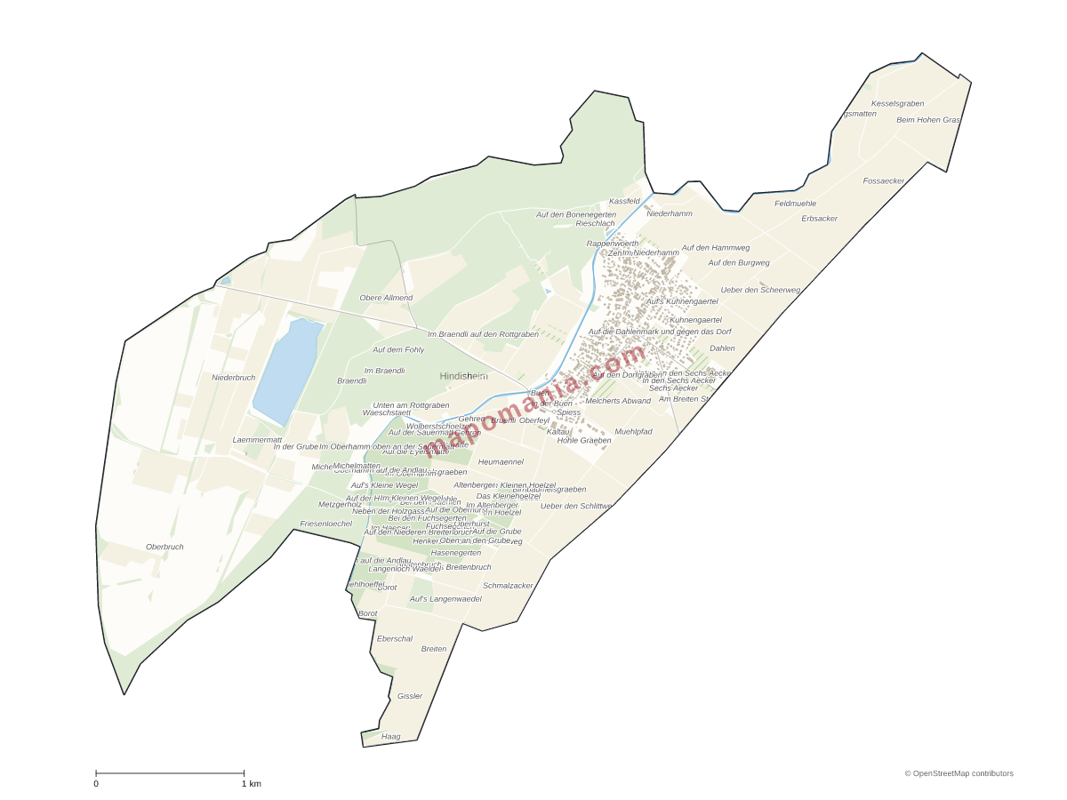Carte de Hindisheim à personnaliser