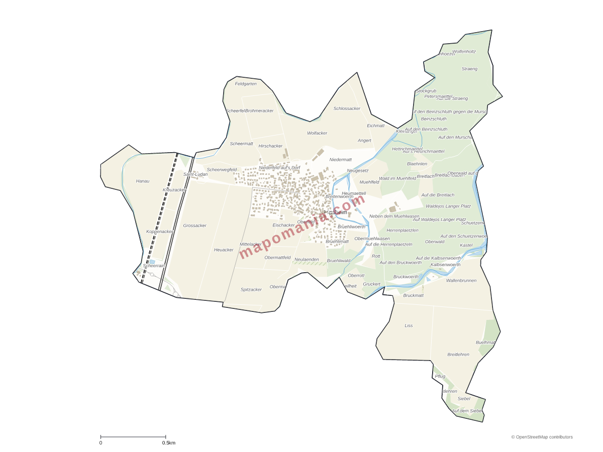 Carte de Hipsheim à personnaliser