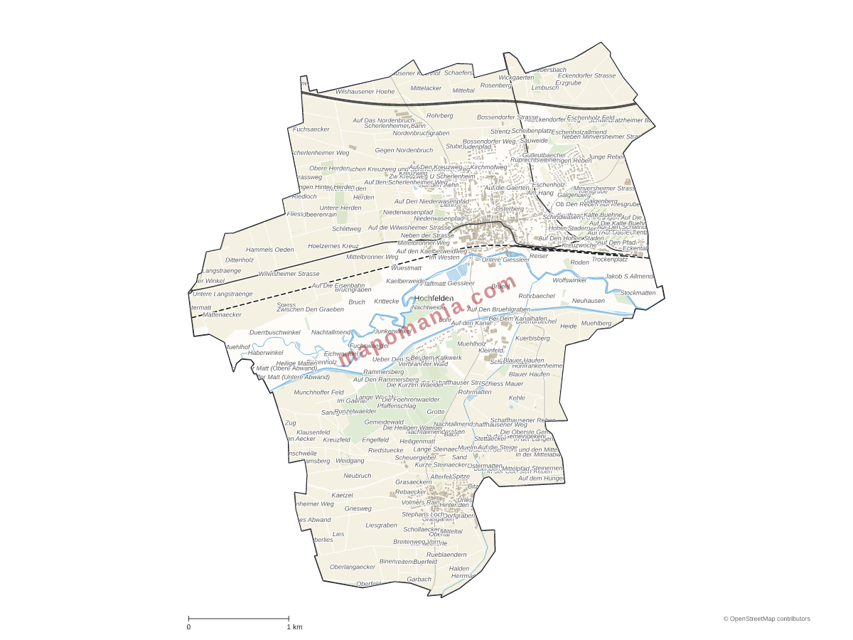 Carte de Hochfelden à personnaliser