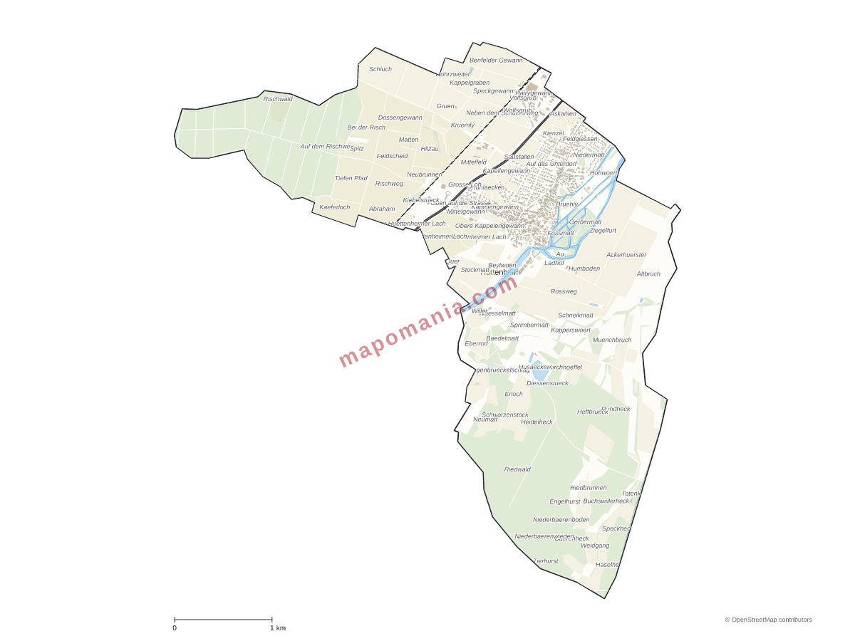 Carte de Huttenheim à personnaliser