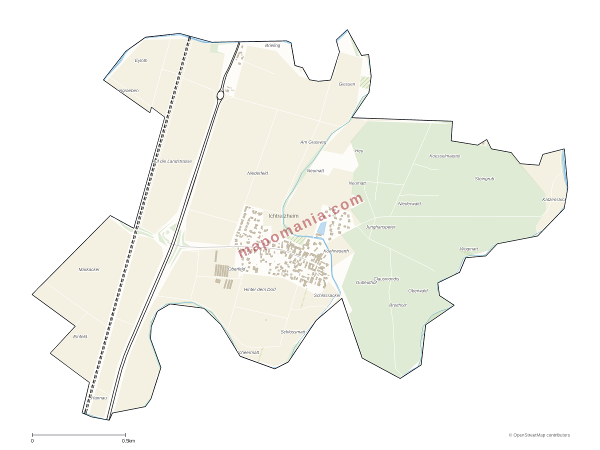 Carte de Ichtratzheim à personnaliser