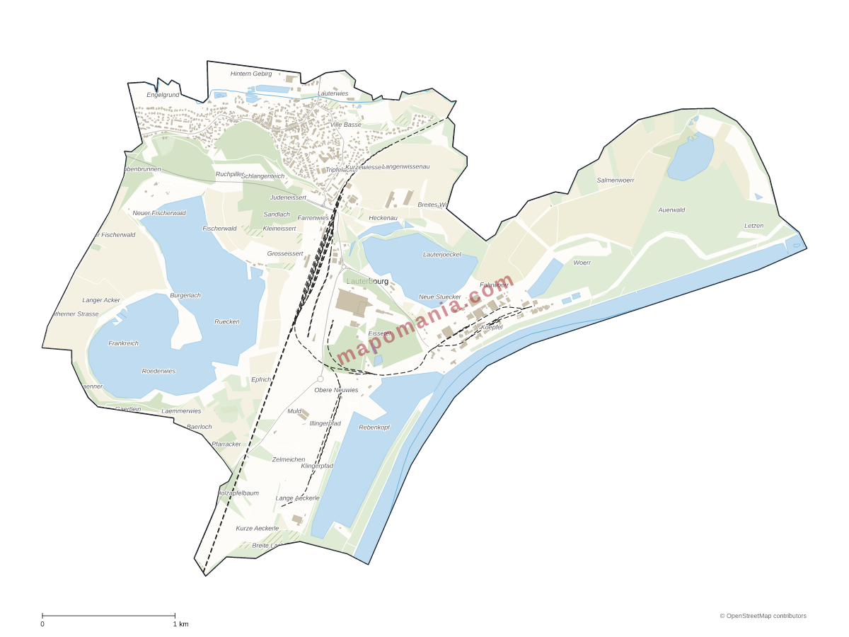 Carte de Lauterbourg à personnaliser
