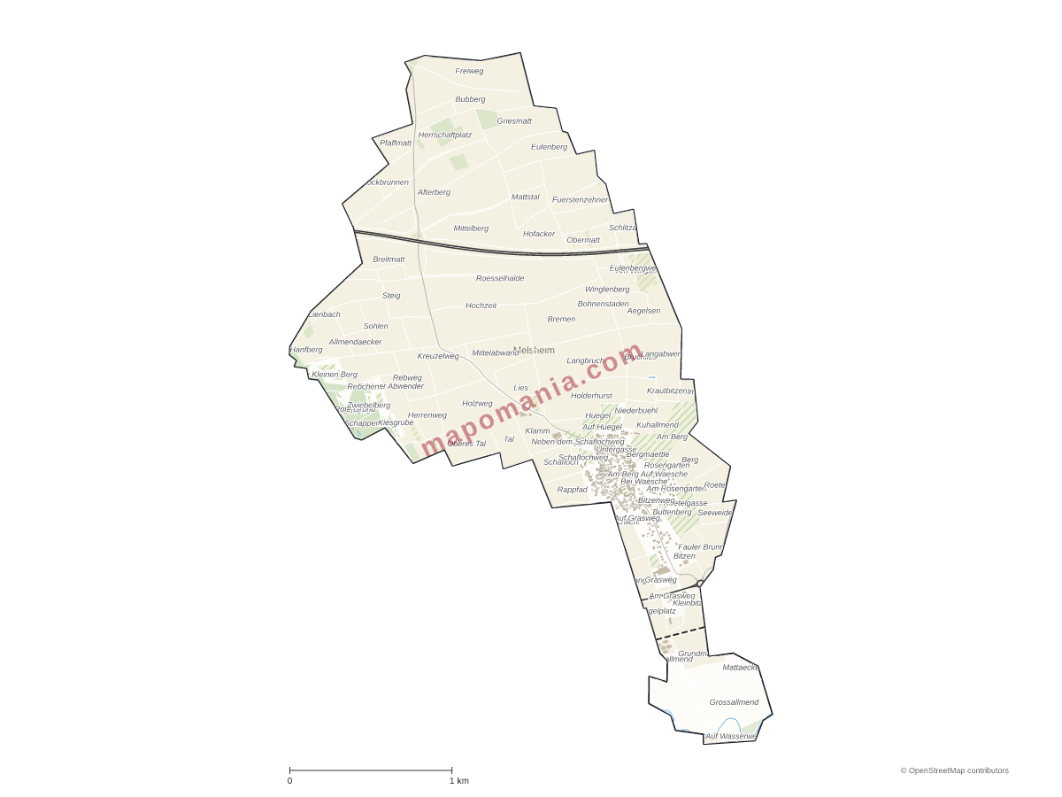 Carte de Melsheim à personnaliser