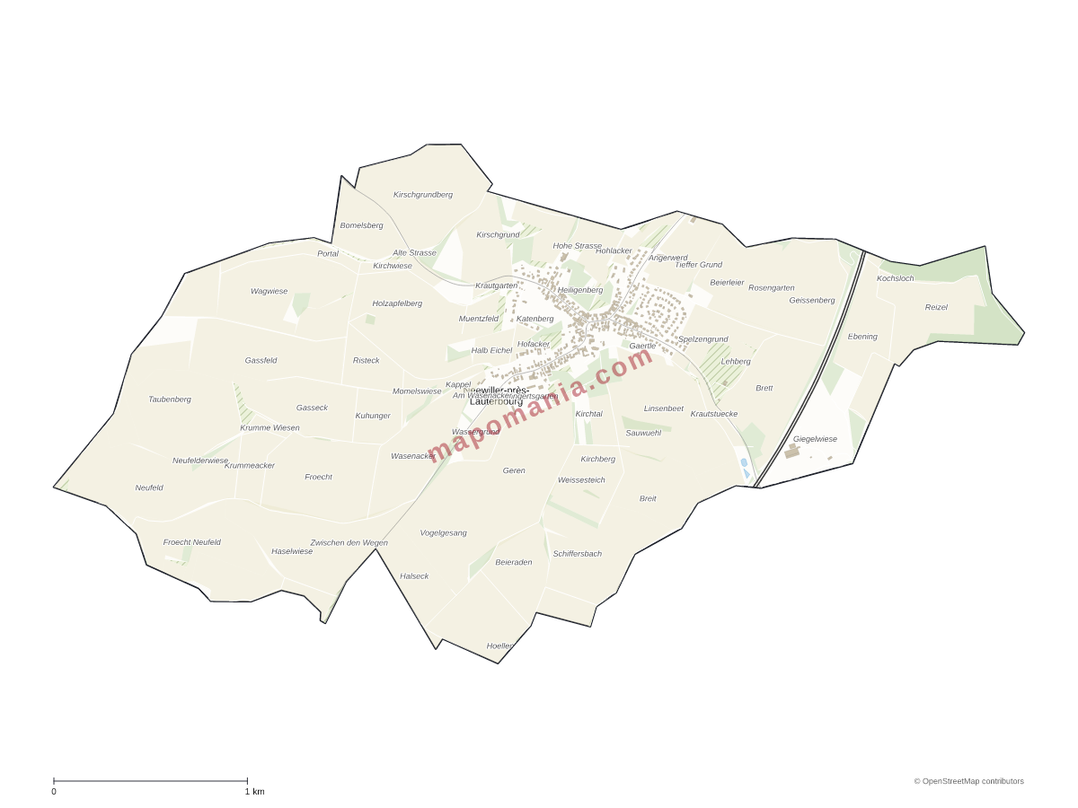 Carte de Neewiller-près-Lauterbourg à personnaliser