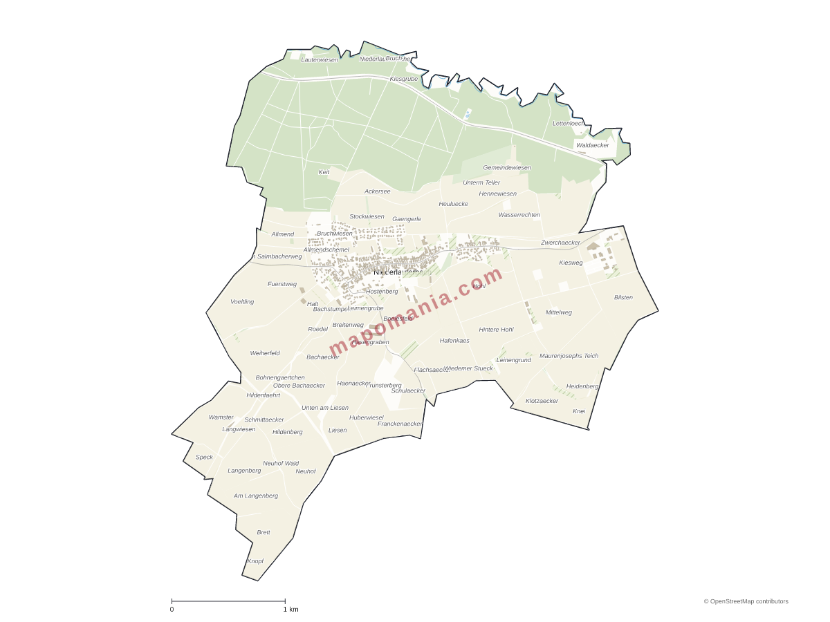 Carte de Niederlauterbach à personnaliser