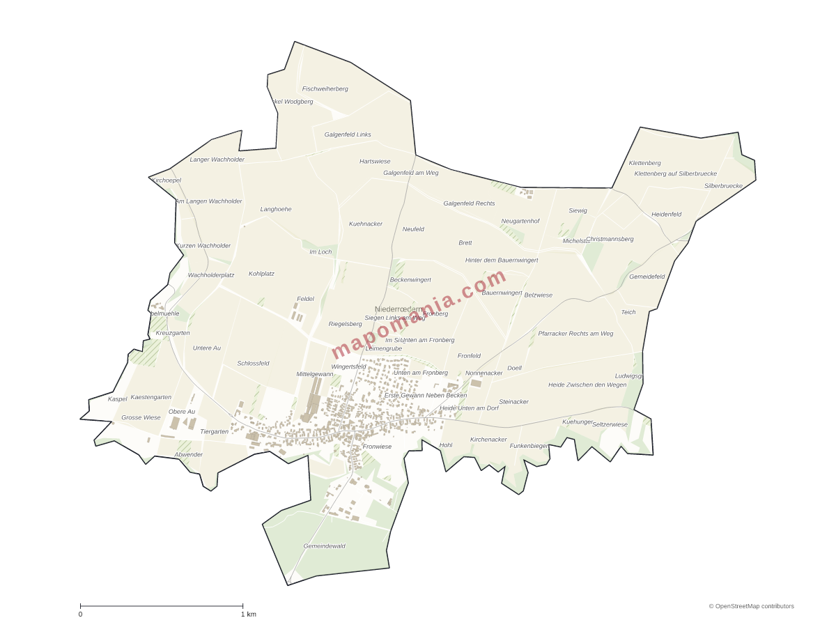 Carte de Niederrœdern à personnaliser