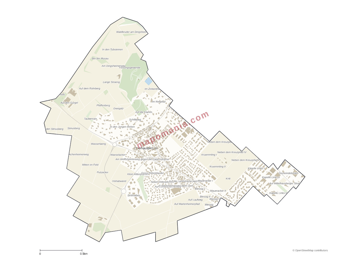 Carte de Oberhausbergen à personnaliser