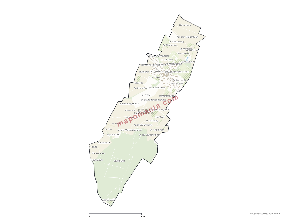 Carte de Oberhoffen-lès-Wissembourg à personnaliser