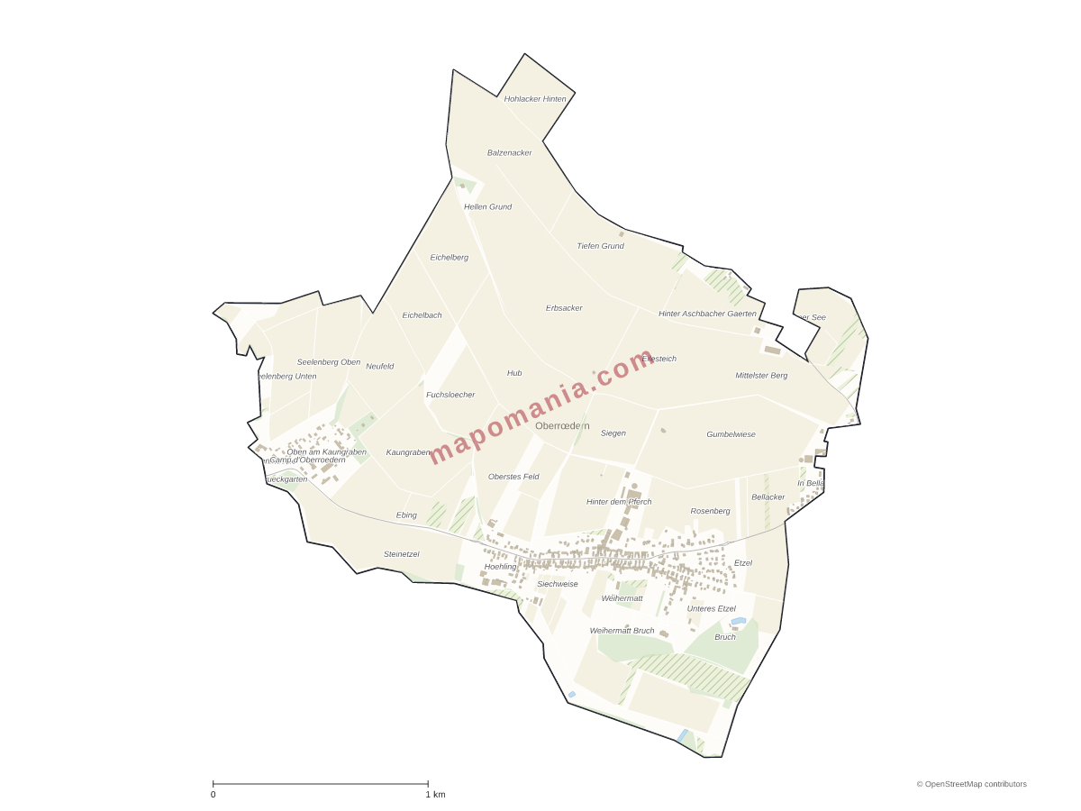 Carte de Oberrœdern à personnaliser