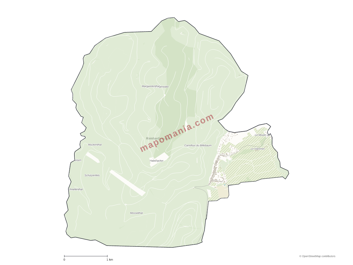 Carte de Reinhardsmunster à personnaliser
