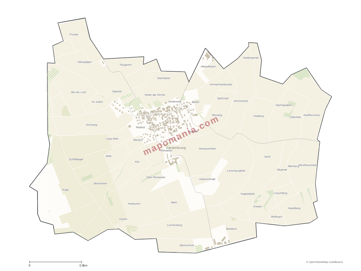 Carte de Reutenbourg à personnaliser