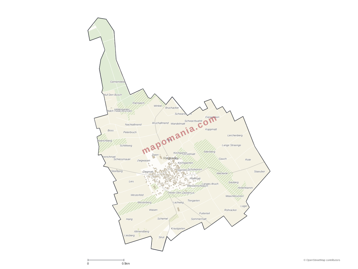 Carte de Ringendorf à personnaliser